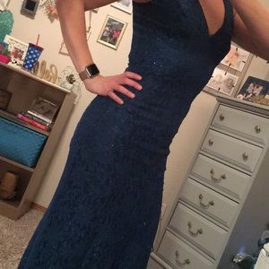 Jewel tone dark teal gown